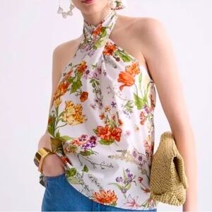 J. Crew Collection Ratti Tropical Cotton Halter Top Size XL